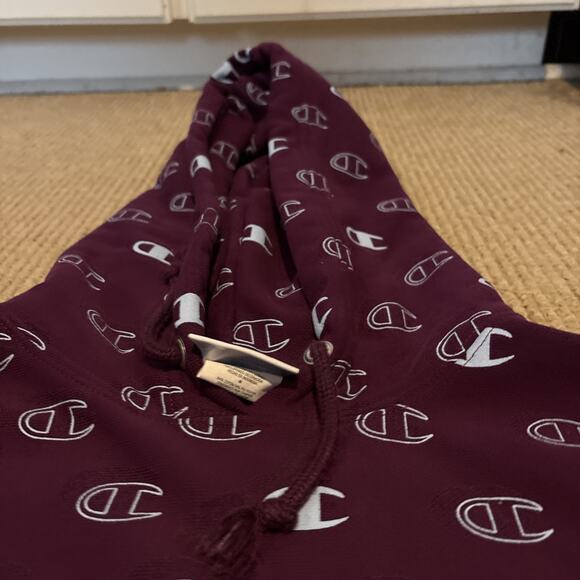 Champion Reverse Weave Hoodie Sweatshirt Men Med Logo Long Sleeve Pocket Thick - Picture 2 of 12